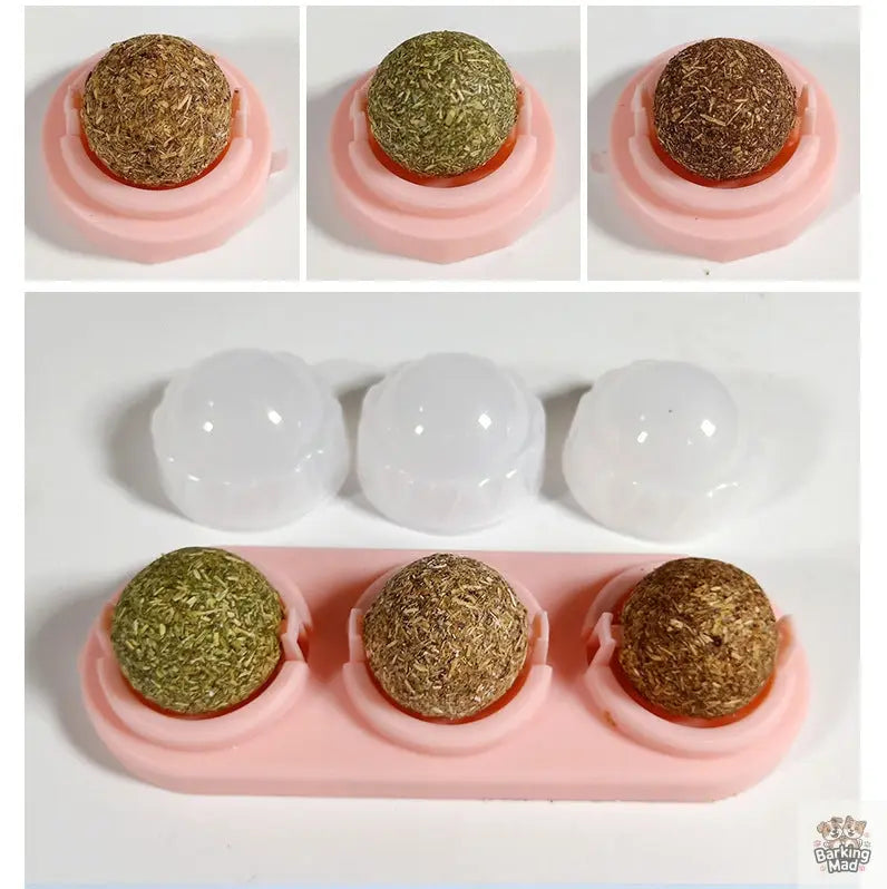 3pcs Lot Self-adhesive Rotated Catnip Lick Ball - Barking Mad