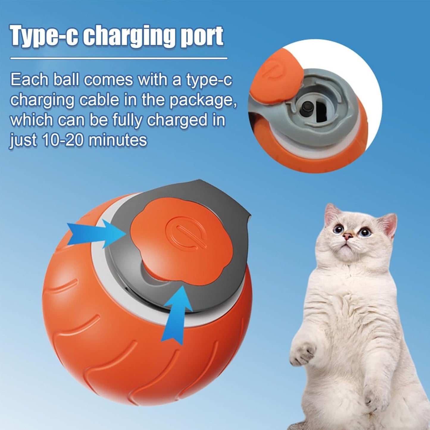 Speedy Tail Cat Toy,Interactive Cat Toy For Indoor Cats,Cat Ball Toy,Interactive Cat Toy Ball,Two Speed Adjustment,USB Rechargeable Barking Mad