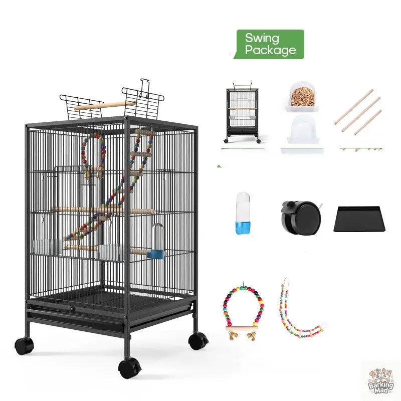 Parrot Xuanfeng Bird Cage With Feeder Toy Grass Nest Breeding Box Barking Mad