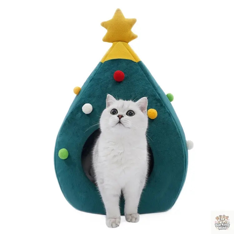 Pet Christmas Tree Cat Cat Bed Cat Mat Kennel Felt Litter Cat Supplies Barking Mad