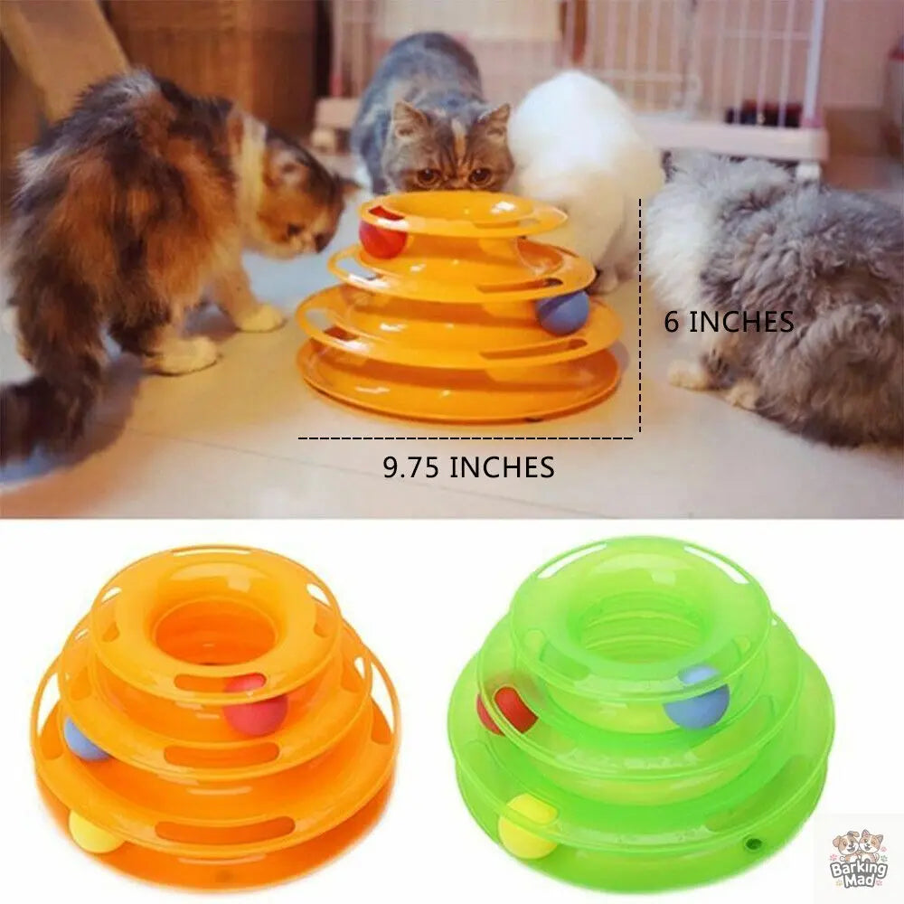 Pet Cat Crazy Ball Disk Interactive Toys Amusement Plate Trilaminar Funny Toy - Barking Mad