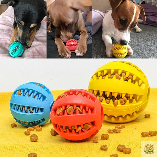 Pet Slow Feeder Dog Toy Cute Funny Rubber Dog Ball Toy - Barking Mad