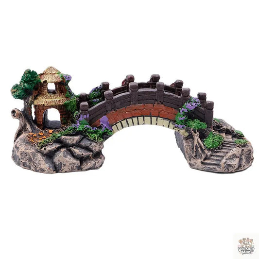 Fish Tank Aquarium Landscape Rockery Fake Bridge Landscaping Decoration Package Fish Globe Decorative Simulation Bridge Rockery Stone Barking Mad