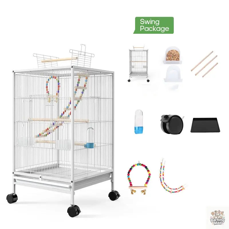 Parrot Xuanfeng Bird Cage With Feeder Toy Grass Nest Breeding Box Barking Mad