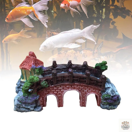 Fish Tank Aquarium Landscape Rockery Fake Bridge Landscaping Decoration Package Fish Globe Decorative Simulation Bridge Rockery Stone Barking Mad