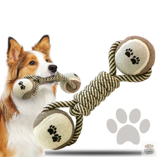 Cotton Rope Tennis Dumbbell Dog Toy - Barking Mad