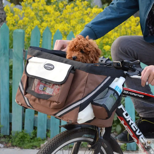 Pet Bicycle Carrier Cat Dog Bicycle Bag Bike Removable Basket Handlebar Front Basket Small Cat Dog Carrier - Barking Mad