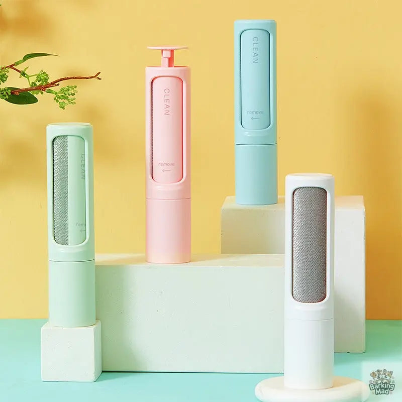 2-1 Reusable Pet Hair Remover Brush Lint Roller Portable Effective Self Cleaning Tool for Cat Dog Fur Hair Dust Removal Brush Barking Mad