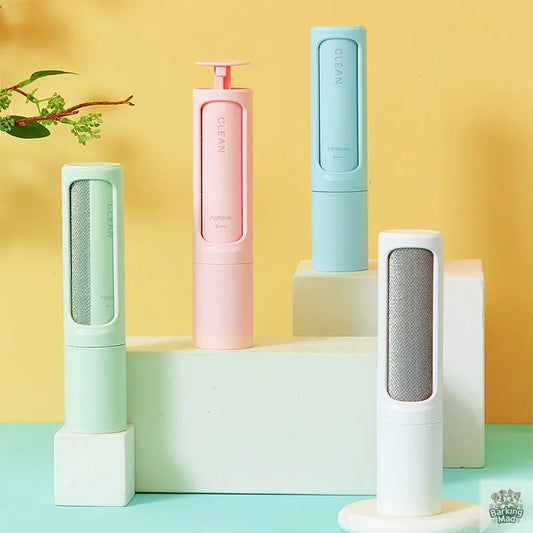 2-1 Reusable Pet Hair Remover Brush Lint Roller Portable Effective Self Cleaning Tool for Cat Dog Fur Hair Dust Removal Brush Barking Mad