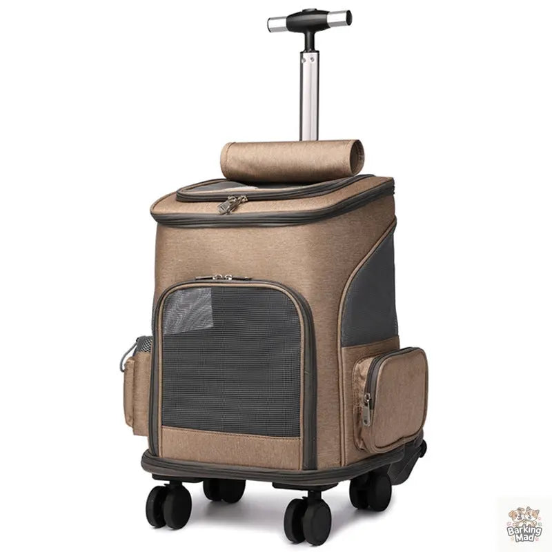 Portable Folding Trolley Pet Backpack Traveling Cat Backpack With Universal Wheel Trolley Pet Bag - Barking Mad