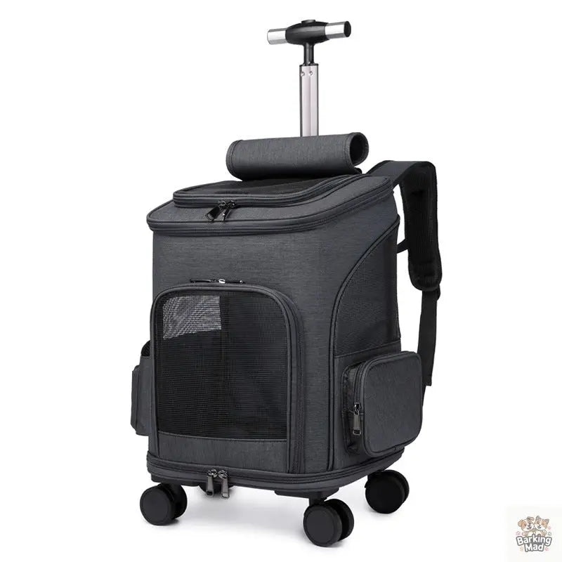 Portable Folding Trolley Pet Backpack Traveling Cat Backpack With Universal Wheel Trolley Pet Bag - Barking Mad