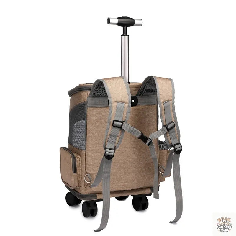 Portable Folding Trolley Pet Backpack Traveling Cat Backpack With Universal Wheel Trolley Pet Bag - Barking Mad