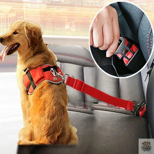 Adjustable Pet Cat Dog Car Seat Belt Pet Seat Vehicle Dog Harness Lead Clip Safety Lever Traction Dog Collars Dogs Accessoires Pets Products Barking Mad