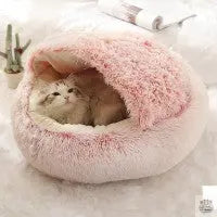 2 In 1 Dog And Cat Bed Pet Winter Bed Round Plush Warm Bed House Soft Long Plush Pets Bed Pet Products Barking Mad