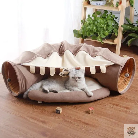 Pet Cats Tunnel Interactive Play Toy Mobile Collapsible Ferrets Rabbit Bed tunnels Indoor Toys Kitten Exercising Products - Barking Mad