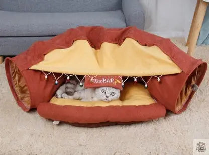 Pet Cats Tunnel Interactive Play Toy Mobile Collapsible Ferrets Rabbit Bed tunnels Indoor Toys Kitten Exercising Products - Barking Mad