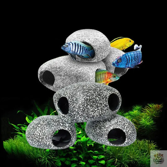 Aquarium Decorative Stone Decorations, Ponds, Ceramic Shrimp Farms Barking Mad