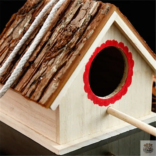 Bird House Bird Nest Outdoor Tree Parrot Breeding Box Barking Mad