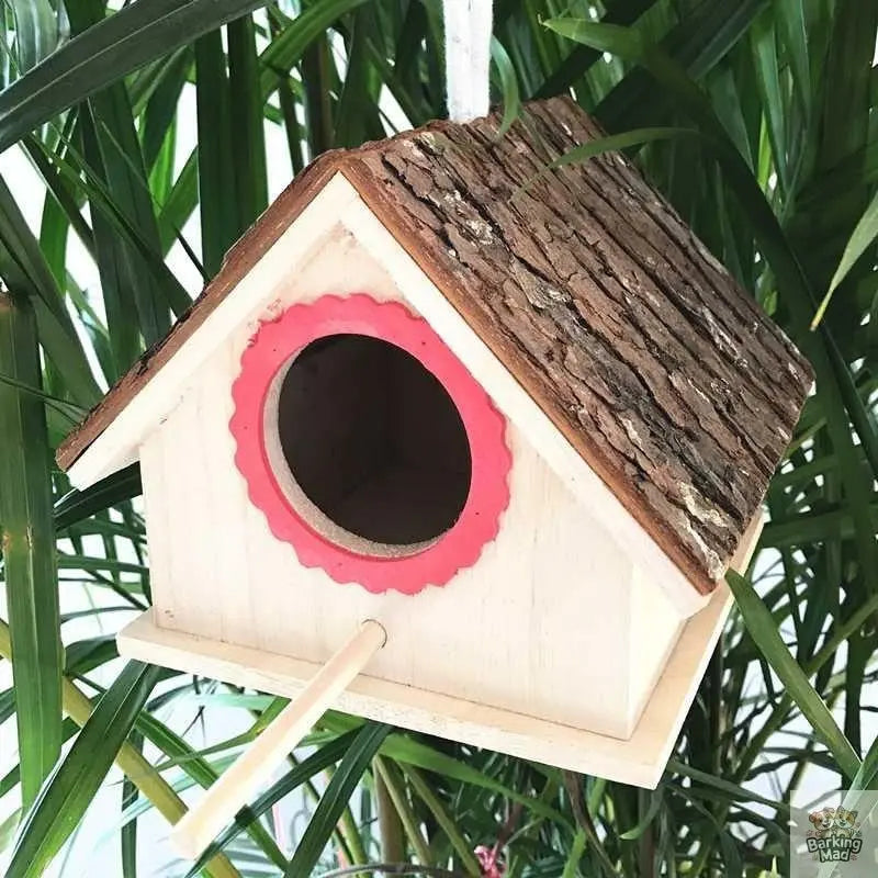 Bird House Bird Nest Outdoor Tree Parrot Breeding Box Barking Mad