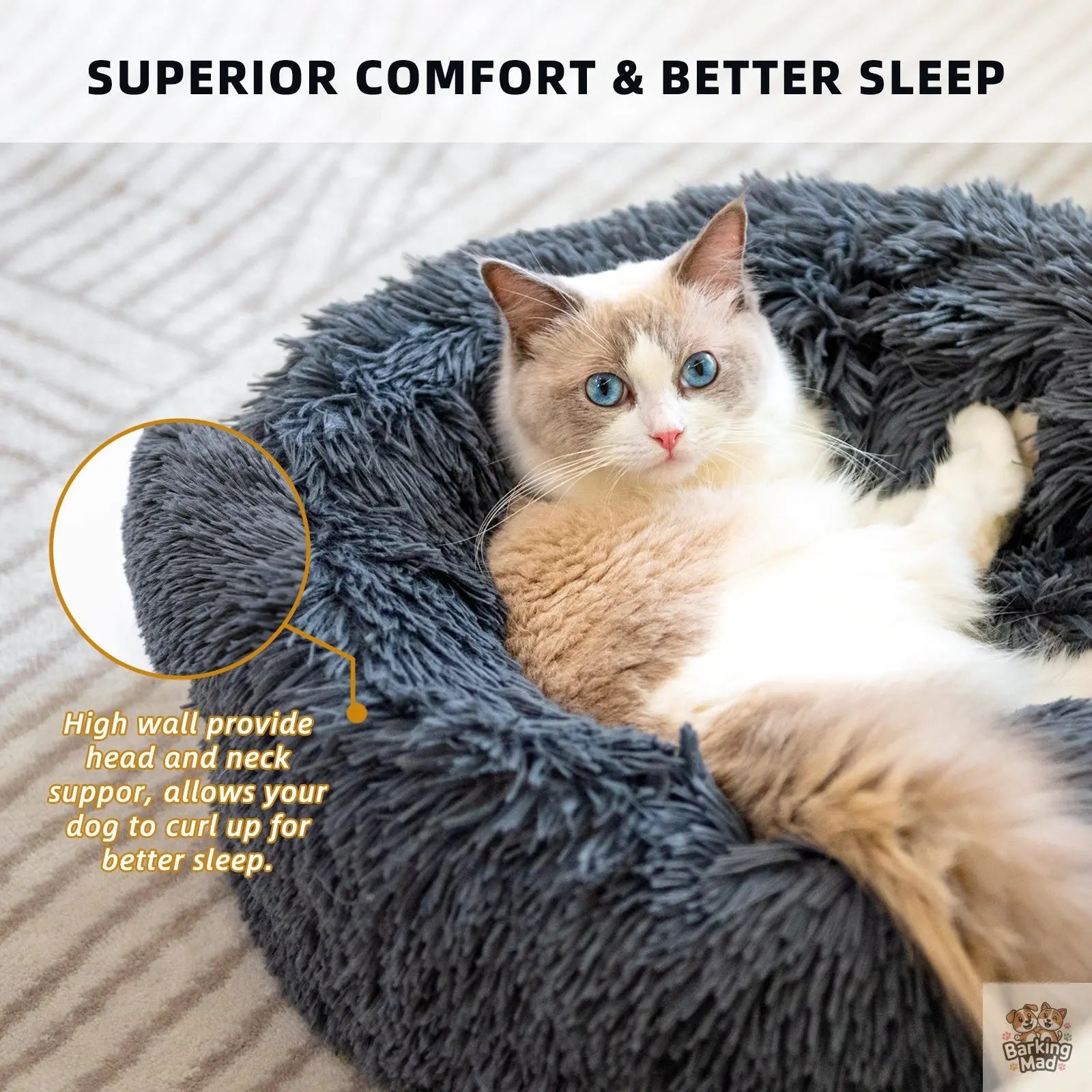 Dog Beds For Small Dogs Round Plush Cat Litter Kennel Pet Nest Mat Puppy Beds Barking Mad