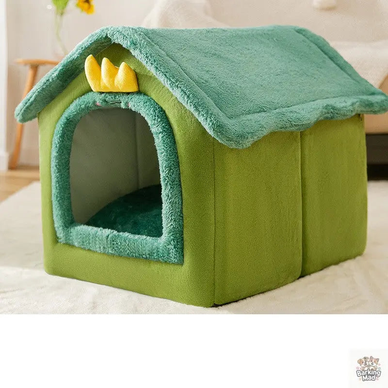 Foldable Dog House Pet Cat Bed Winter Dog Villa Sleep Kennel Removable Nest Warm Enclosed Cave Sofa Pets Supplies Barking Mad