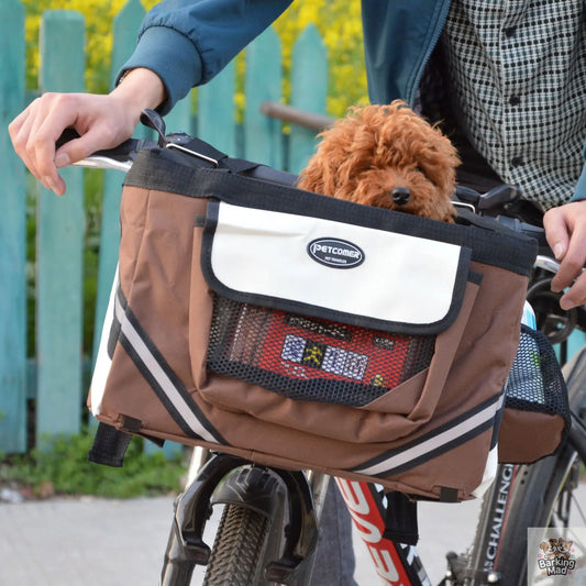 Pet Bicycle Carrier Cat Dog Bicycle Bag Bike Removable Basket Handlebar Front Basket Small Cat Dog Carrier - Barking Mad