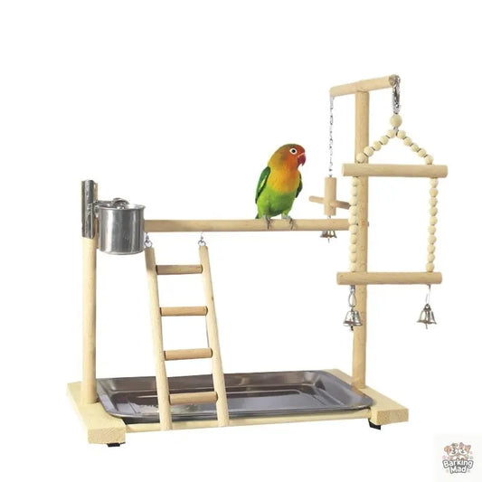Wooden Small Cockatiel Floor Parrot Standing Stand Barking Mad