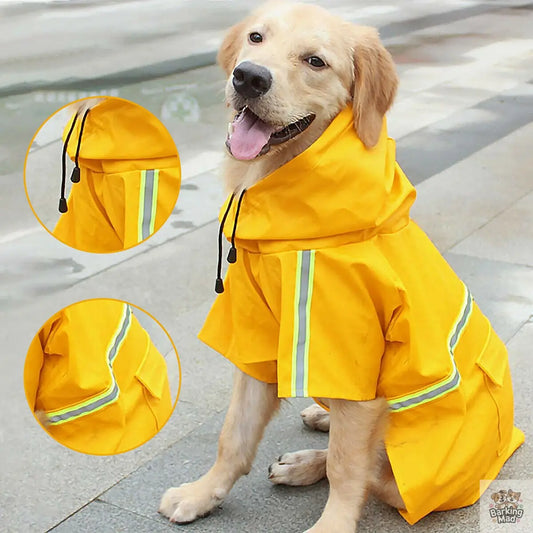 Dog Raincoat,Waterproof Dog Rain Jacket With Safety Reflective Stripe,Hooded Slicker Dachshund Doggy Dog Poncho With Leash For Dogs And Puppies Barking Mad