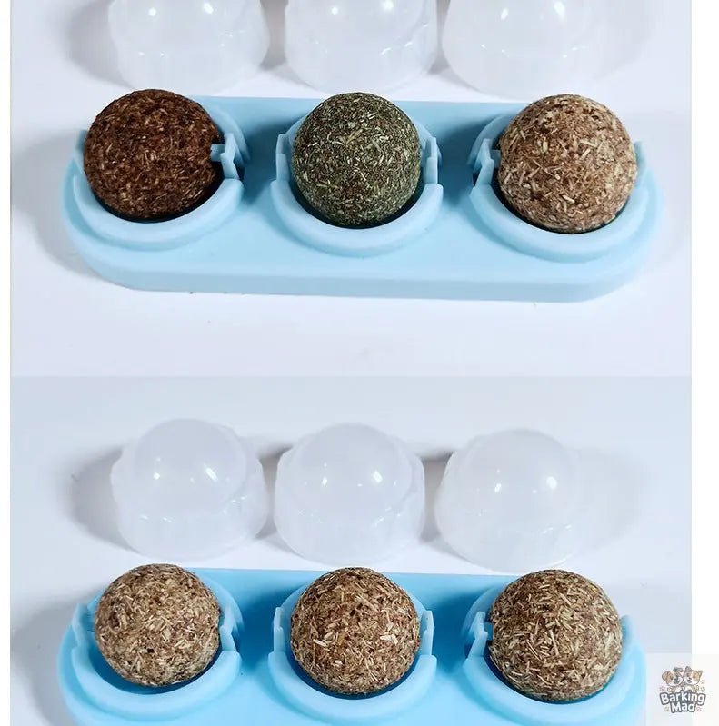3pcs  Lot Self-adhesive Rotated Catnip Lick Ball - Barking Mad