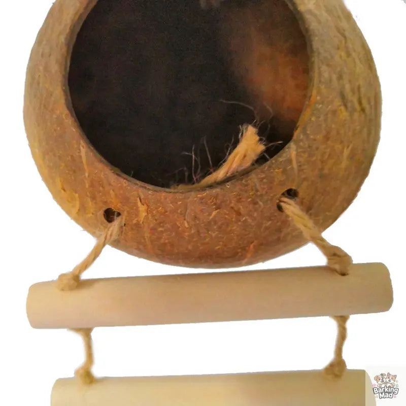 Natural coconut shell bird nest Barking Mad