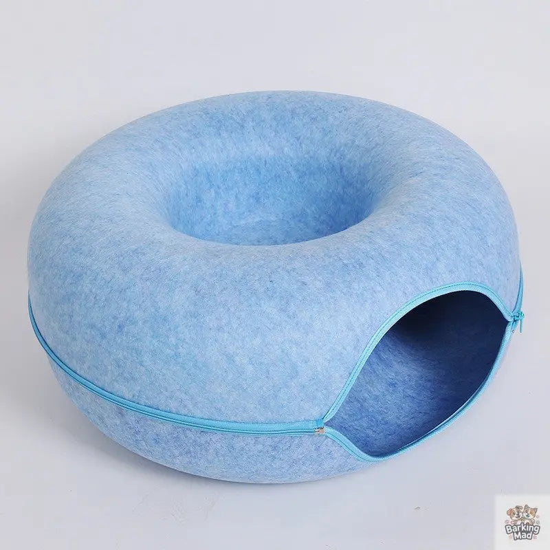 Four Seasons Available Cat Nest Round Woolen Felt Pet Dual-use Cat Nest Tunnel Interactive Training Toy Grey Felt Cat Nest - Barking Mad
