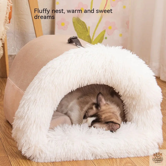 New Splice Portable Pet Nest Portable Autumn And Winter Warm Dog Nest Moisture-proof Long Fur Cat Nest Cross Border Pet Nest Barking Mad