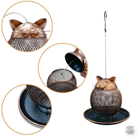 Cat Shaped Bird Feeder Cat Shaped Vintage Handmade Outdoor Decor Villa Garden Decoration Hanging Bird Outdoor Feeder Barking Mad