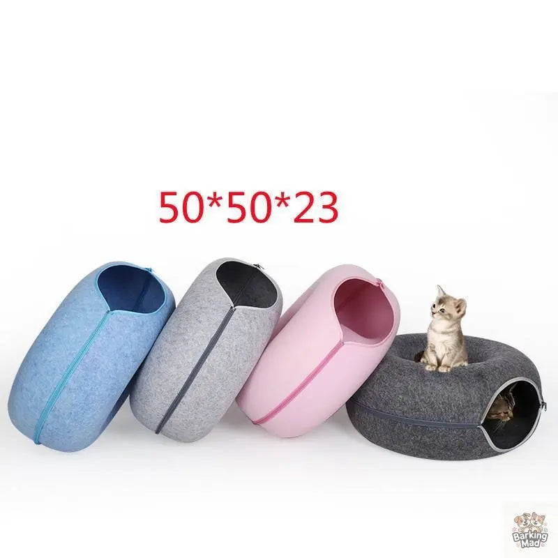 Four Seasons Available Cat Round Felt Pet Nest - Barking Mad