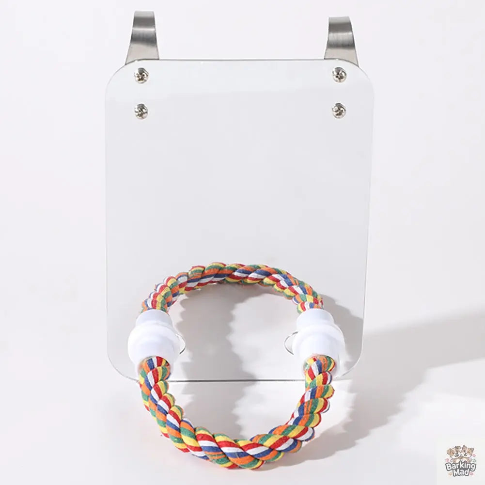 Parrot Toy Acrylic Bird With Mirror Barking Mad