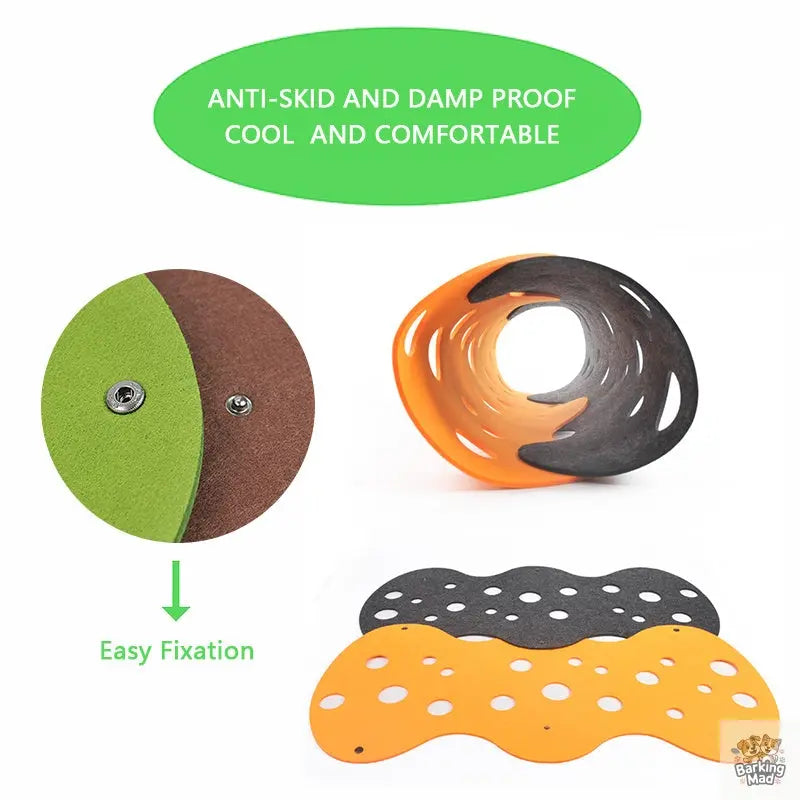 Cat Tunnel Cat Toy Felt Pom Splicing Deformable Kitten Nest Collapsible Tube House Tunnel Interactive Pet Toy Cat Accessories - Barking Mad