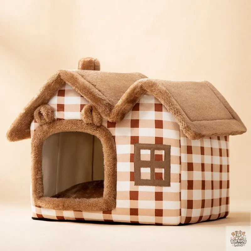 Foldable Dog House Pet Cat Bed Winter Dog Villa Sleep Kennel Removable Nest Warm Enclosed Cave Sofa Pets Supplies Barking Mad