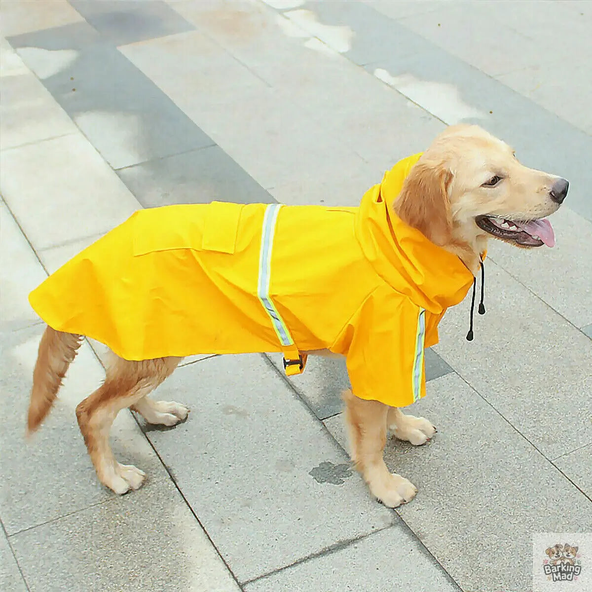 Dog Raincoat,Waterproof Dog Rain Jacket With Safety Reflective Stripe,Hooded Slicker Dachshund Doggy Dog Poncho With Leash For Dogs And Puppies Barking Mad