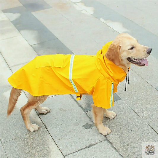 Dog Raincoat,Waterproof Dog Rain Jacket With Safety Reflective Stripe,Hooded Slicker Dachshund Doggy Dog Poncho With Leash For Dogs And Puppies Barking Mad