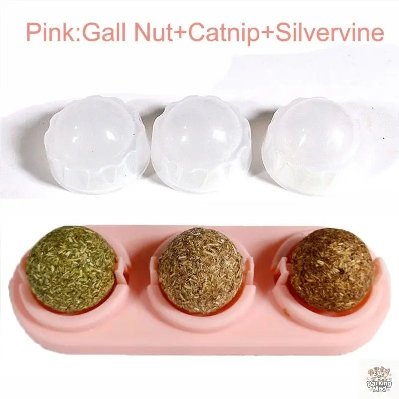 3pcs  Lot Self-adhesive Rotated Catnip Lick Ball - Barking Mad