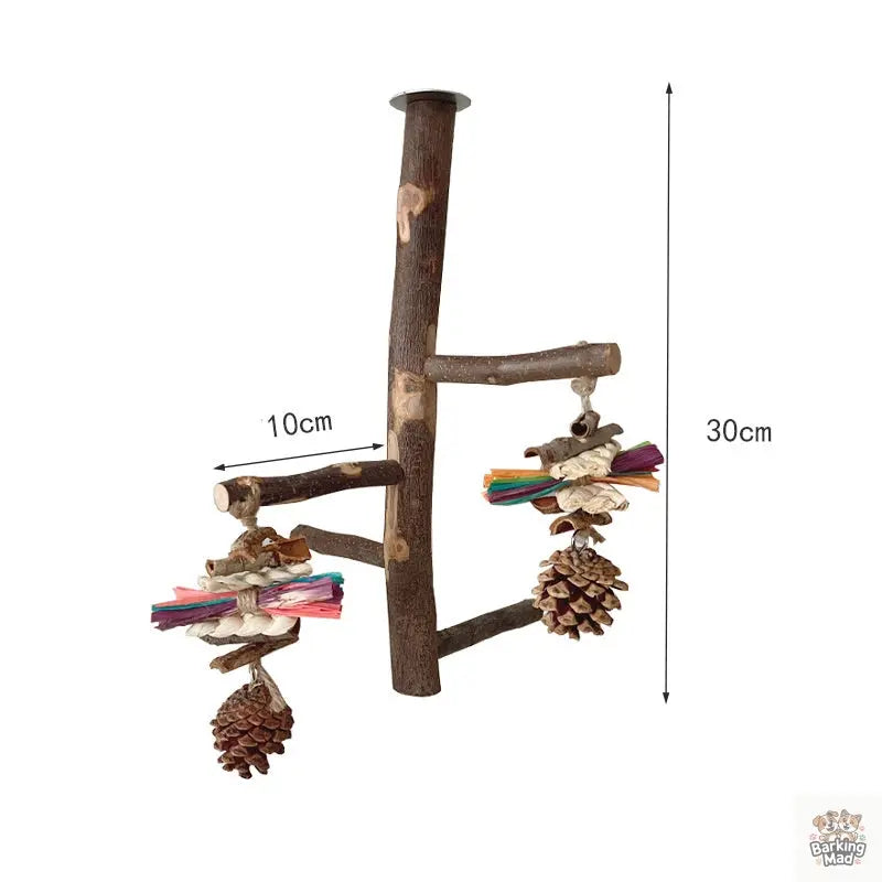Parrot Bird Wood Stand Pole Toy Barking Mad
