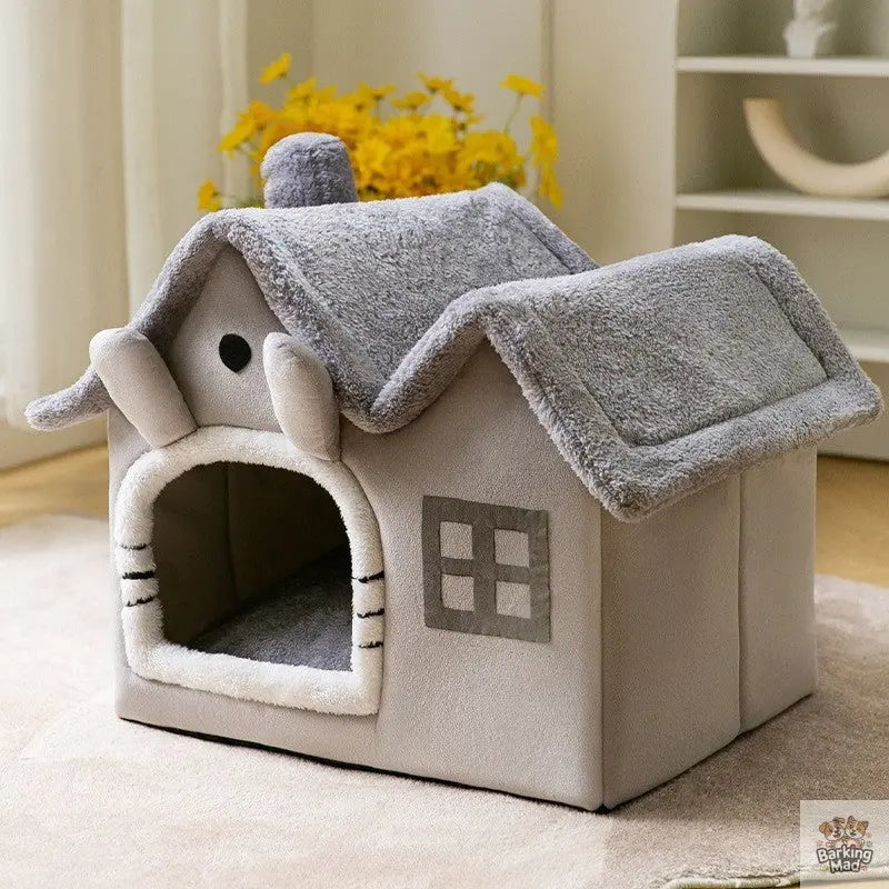 Foldable Dog House Pet Cat Bed Winter Dog Villa Sleep Kennel Removable Nest Warm Enclosed Cave Sofa Pets Supplies Barking Mad