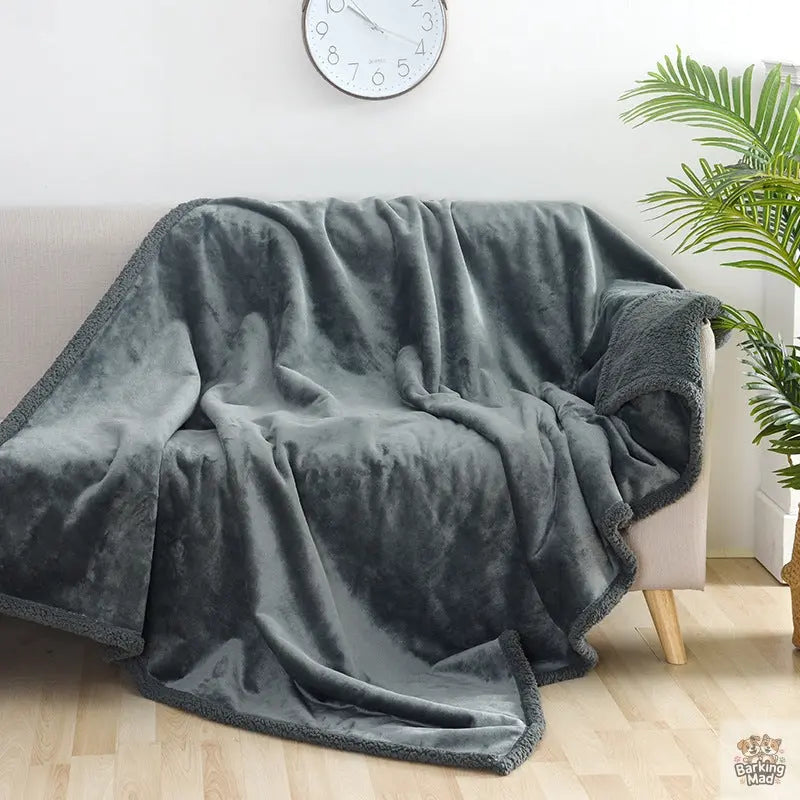 Flannel Cotton Wool Sherpa Thick Pet Blanket Dog Kennel Barking Mad