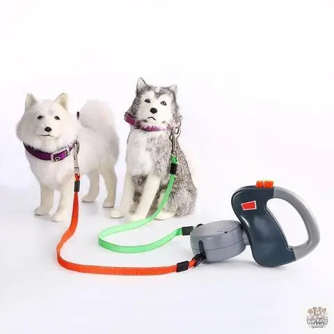 Retractable Dual Pet Dog Walking Leash Barking Mad