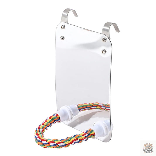 Parrot Toy Acrylic Bird With Mirror Barking Mad
