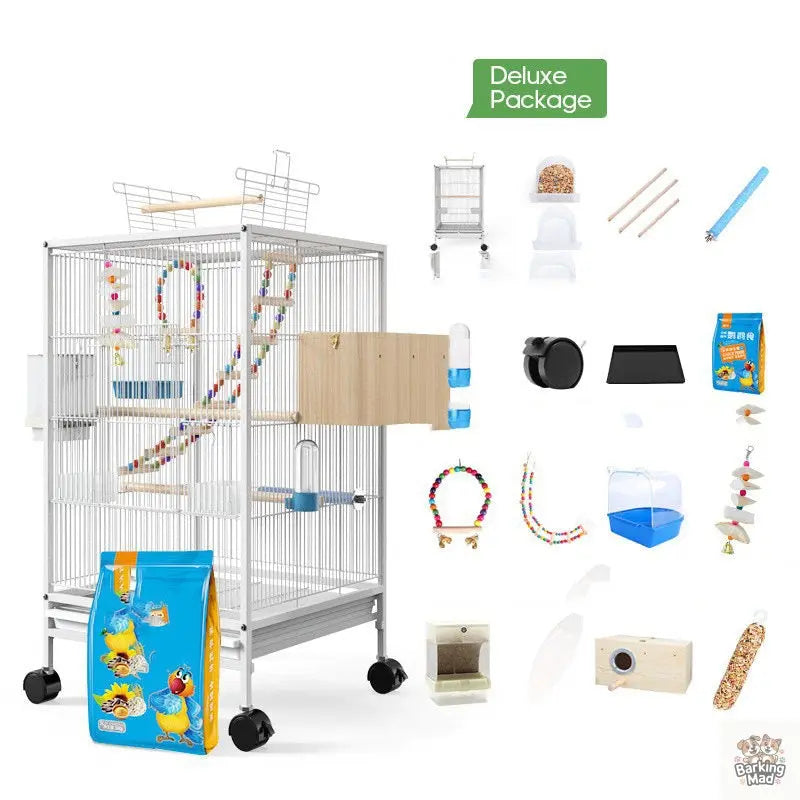 Parrot Xuanfeng Bird Cage With Feeder Toy Grass Nest Breeding Box Barking Mad