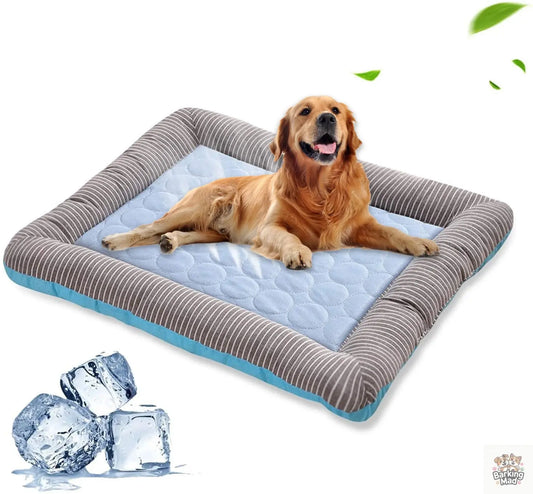 Pet Cooling Pad Bed For Dogs Cats Puppy Kitten Cool Mat Pet Blanket Ice Silk Material Soft For Summer Sleeping  Blue Breathable Barking Mad
