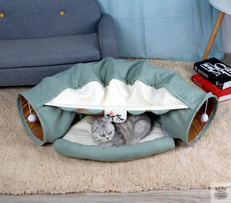 Pet Cats Tunnel Interactive Play Toy Mobile Collapsible Ferrets Rabbit Bed tunnels Indoor Toys Kitten Exercising Products - Barking Mad