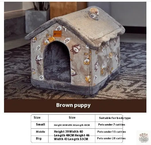 Foldable Dog House Pet Cat Bed Winter Dog Villa Sleep Kennel Removable Nest Warm Enclosed Cave Sofa Pets Supplies Barking Mad