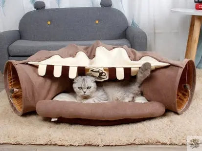 Pet Cats Tunnel Interactive Play Toy Mobile Collapsible Ferrets Rabbit Bed tunnels Indoor Toys Kitten Exercising Products - Barking Mad